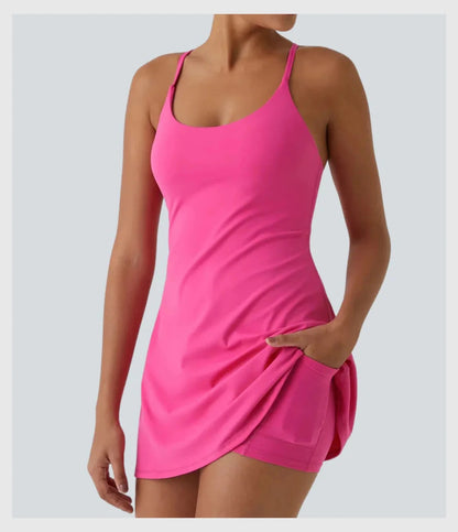 AquaVibe™ – Chic Swim Dress with Built-In Shorts