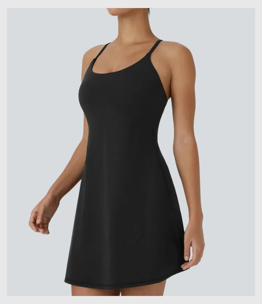 AquaVibe™ – Chic Swim Dress with Built-In Shorts
