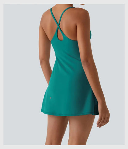 AquaVibe™ – Chic Swim Dress with Built-In Shorts