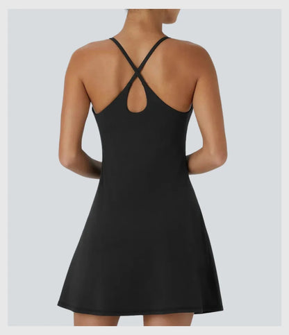 AquaVibe™ – Chic Swim Dress with Built-In Shorts